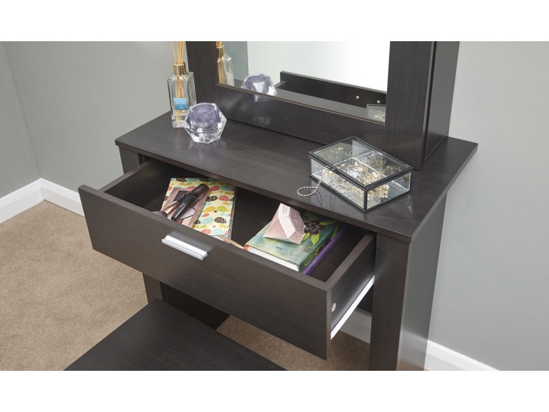 Hobson Espresso Dressing Table Sliding Mirror Modern Design