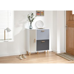 Delta Shoe Cabinet White/Grey Multi