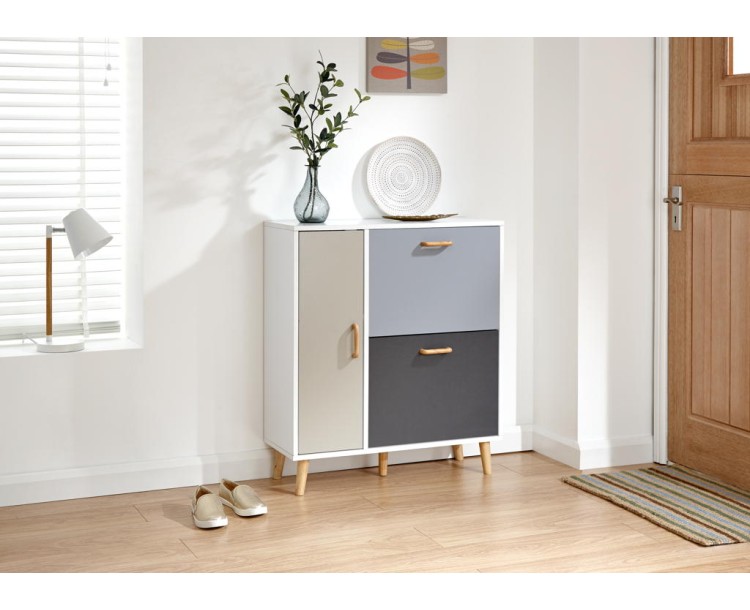 Delta Shoe Cabinet White/Grey Multi