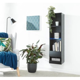 Galicia Tall Shelf Unit in Black with Led Lights