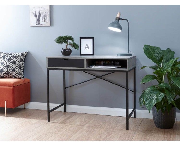 Telford Computer Desk Concrete & Black