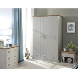 Kendal 3 Door 3 Drawer Wardrobe Grey