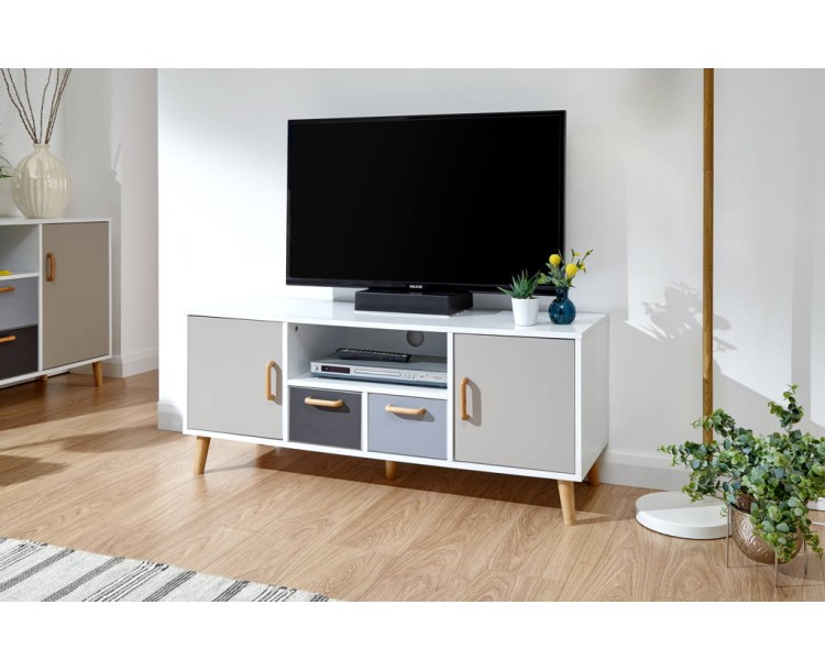 Delta Large TV Unit White/Grey Multi