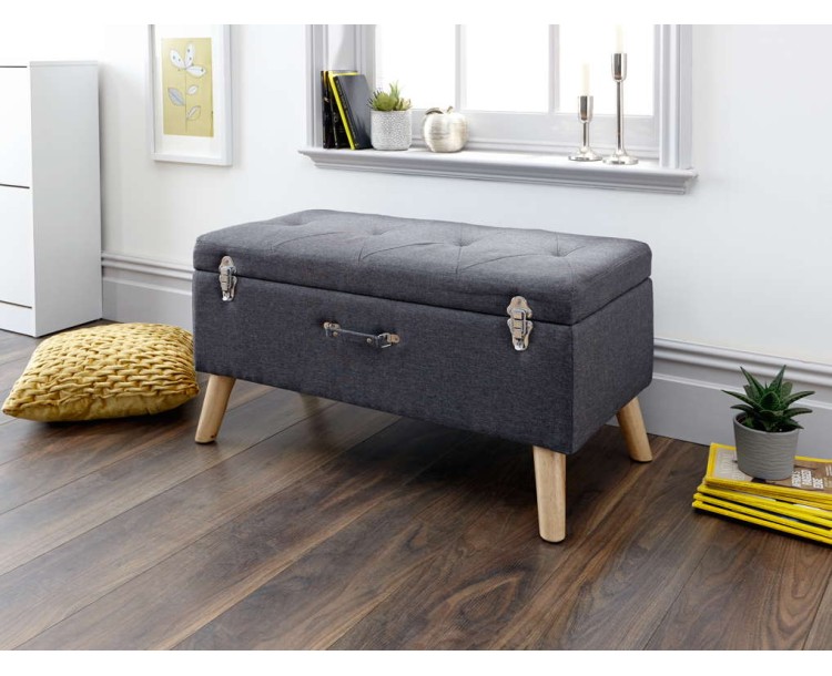 Minstrel Storage Ottoman Large Charcoal