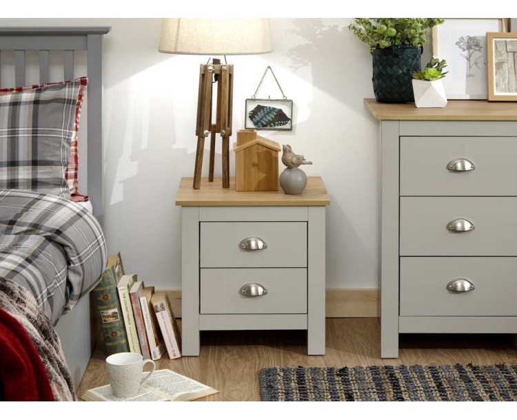 Lancaster 2 Drawer Bedside Grey