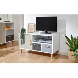 Delta Small TV Unit White/Grey Multi