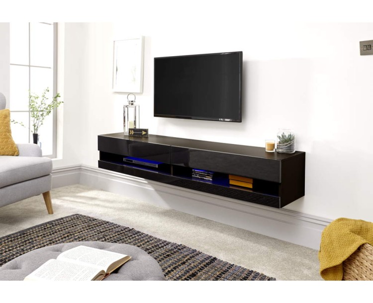 Galicia 180cm Wall TV Unit With Led Black