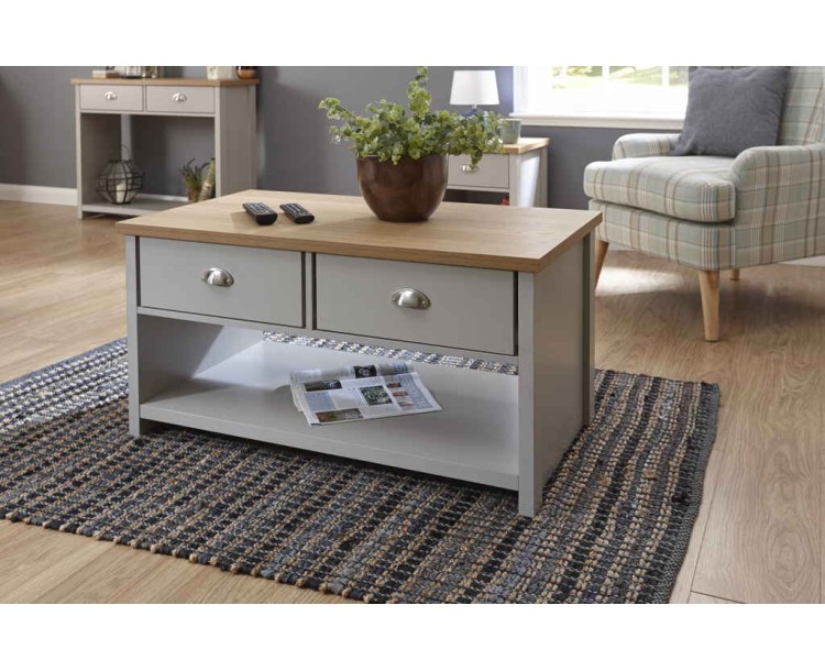 Lancaster 2 Drawer Coffee Table Grey