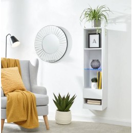 Galicia Tall Shelf Unit in White with Led Lights