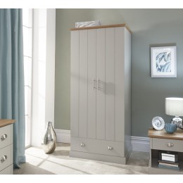 Kendal 2 Door 1 Drawer Wardrobe Grey