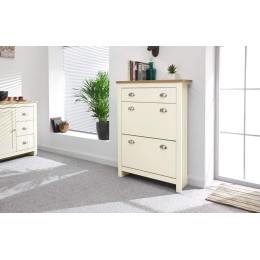 Lancaster 2 Door 1 Drawer Shoe Cabinet Cream