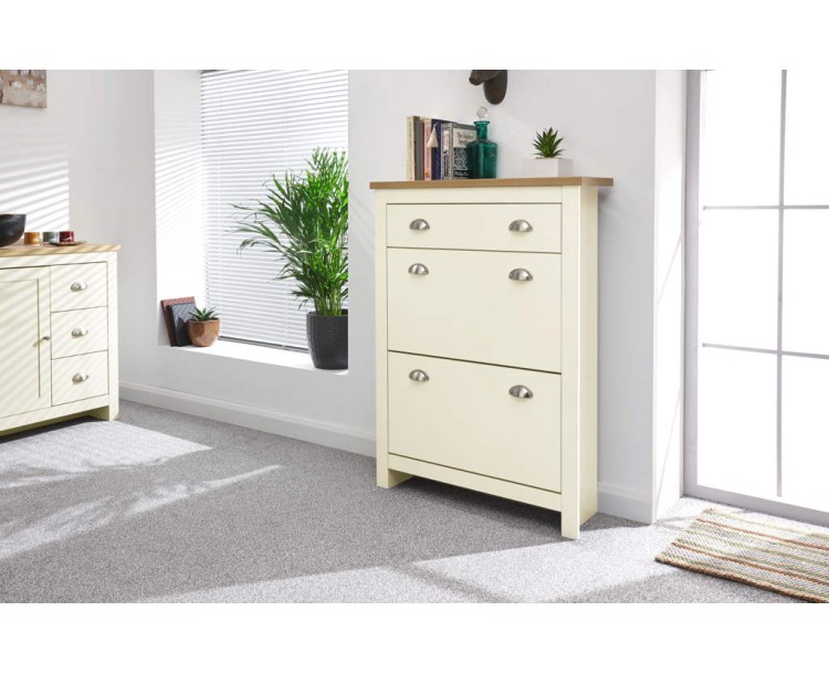 Lancaster 2 Door 1 Drawer Shoe Cabinet Cream