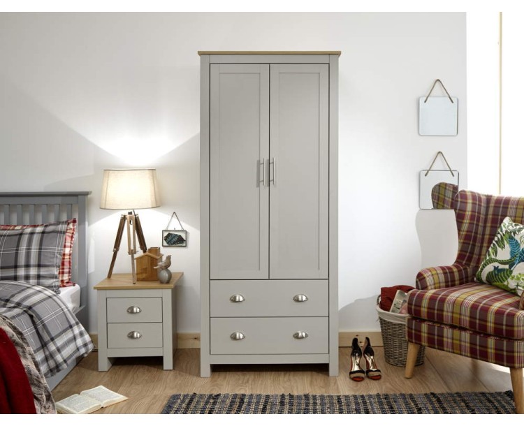 Lancaster 2 Door 2 Drawer Wardrobe Grey