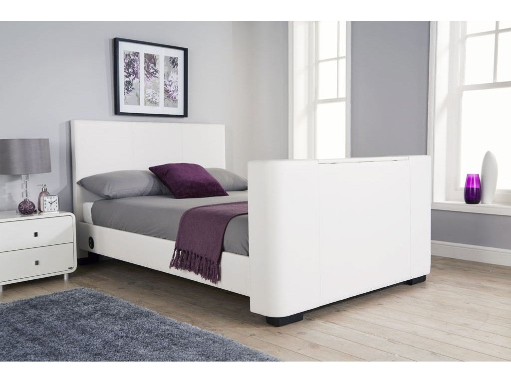 Newark 135cm Electric TV Bed White