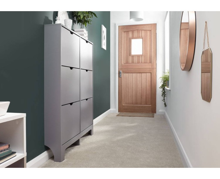 Narrow 6 Drawer Shoe Cabinet in Grey