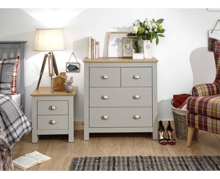 Lancaster 2+2 Drawer Chest Grey