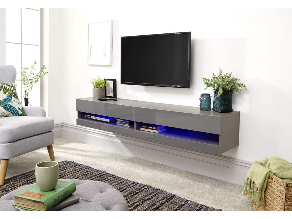 Slim wall mounted shop tv unit
