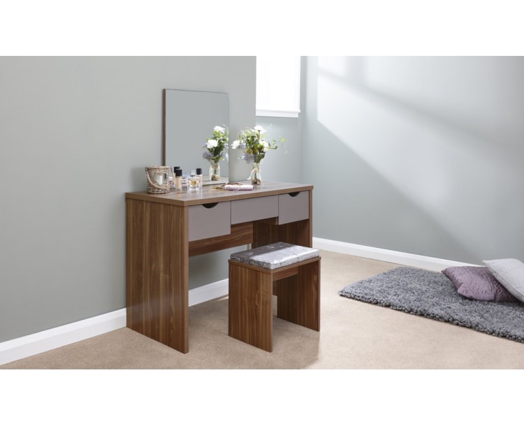 Elizabeth Dressing Table Set Walnut + Grey