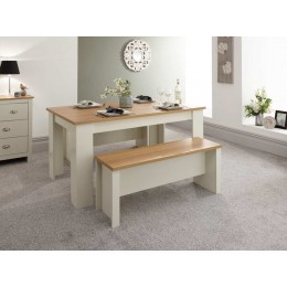 Lancaster 150cm Dining Table & Benches Cream
