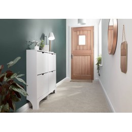 Narrow 4 Drawer Shoe Cabinet in White