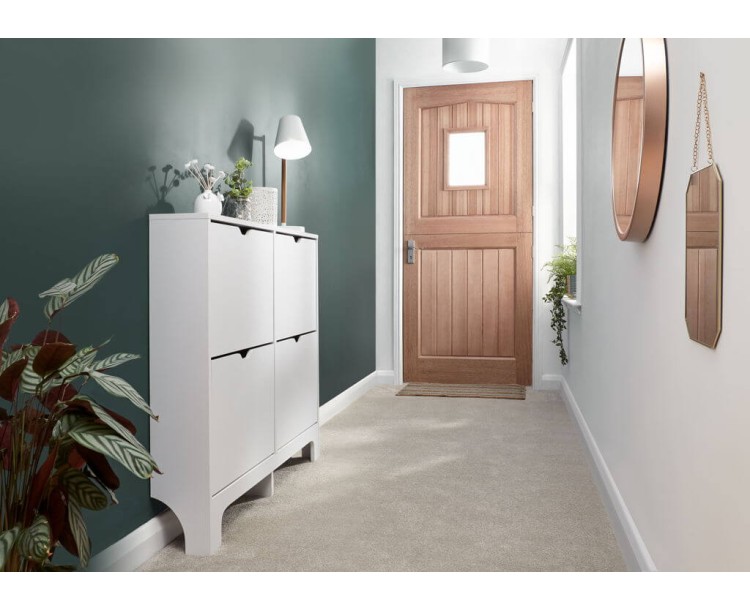 Narrow 4 Drawer Shoe Cabinet in White