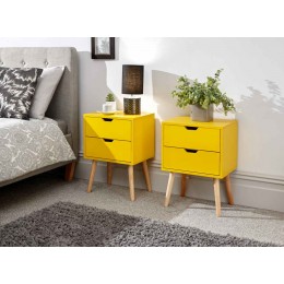 Nyborg Pair of 2 Drawer Bedsides Yellow