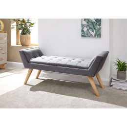 Milan Upholstered Bench Dark Grey Hopsack