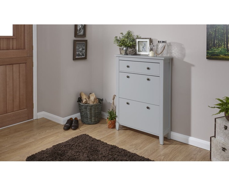 Deluxe Two Tier Shoe Cabinet Grey