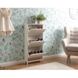 Bergen Scandinavian 3 Tier White Hallway Shoe Cabinet