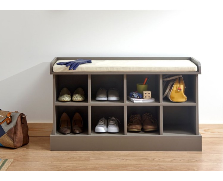 Classic Grey Tone Kempton Hallway Shoe Bench Storage