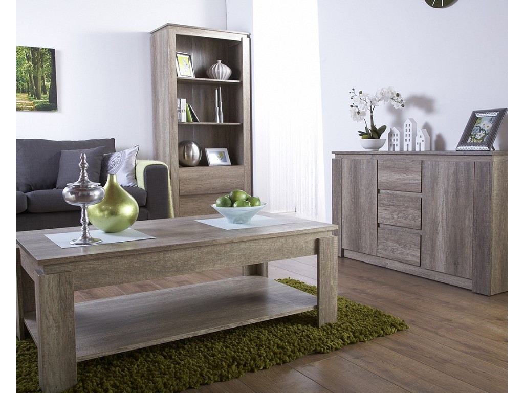 Living Room Canyon Grey Oak 2 Door 3 Drawer Sideboard