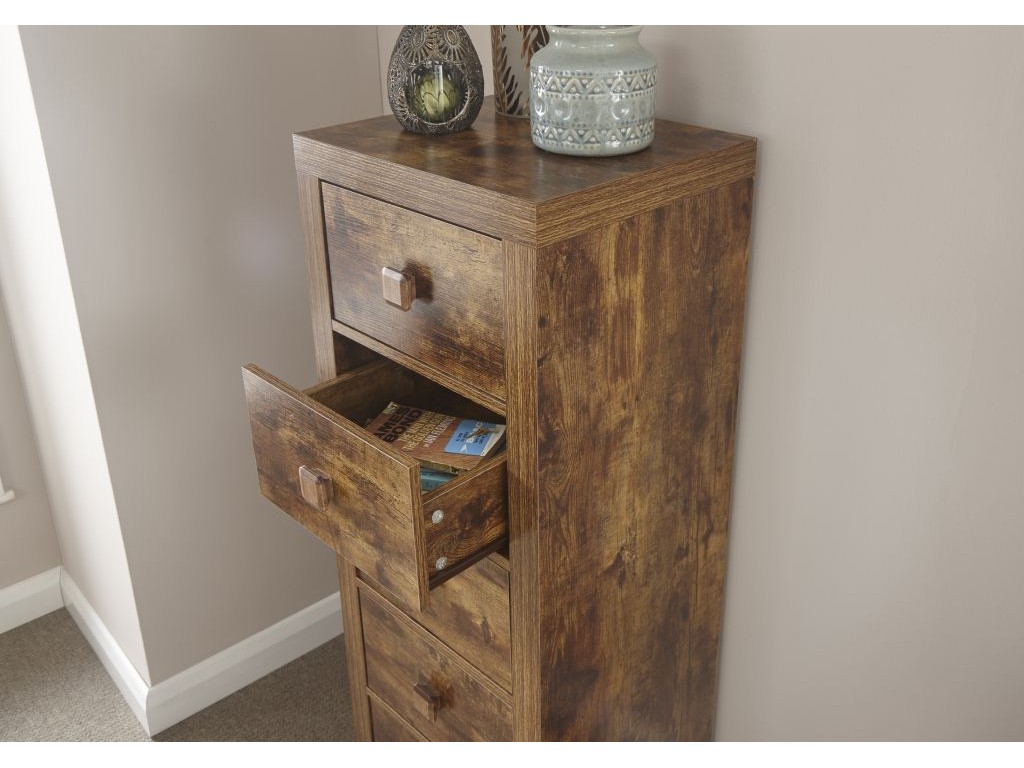 Traditional Jakarta Mango Living Room Slim Chest of 5 Drawers