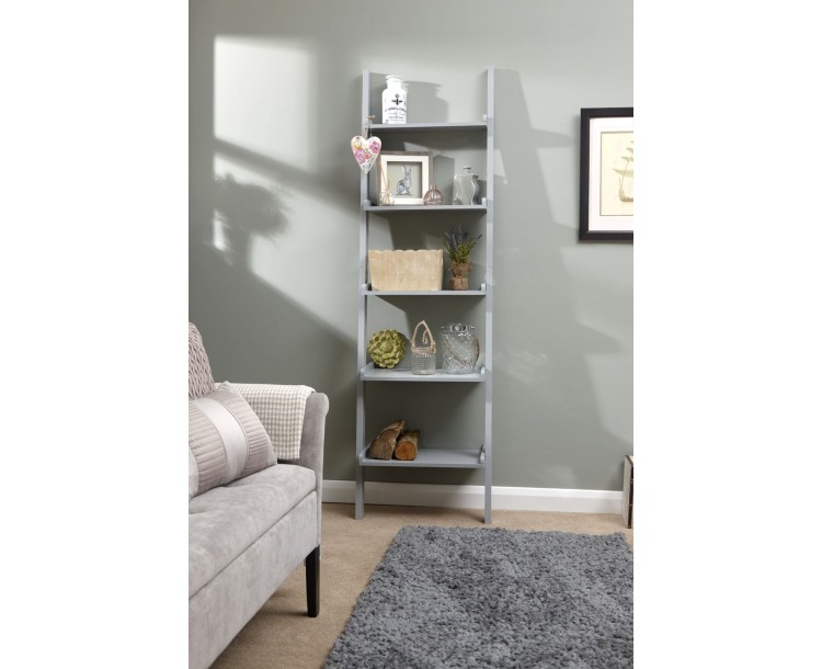 Contemporary Cyprus Grey Ladder Shelving Wall Rack Unit