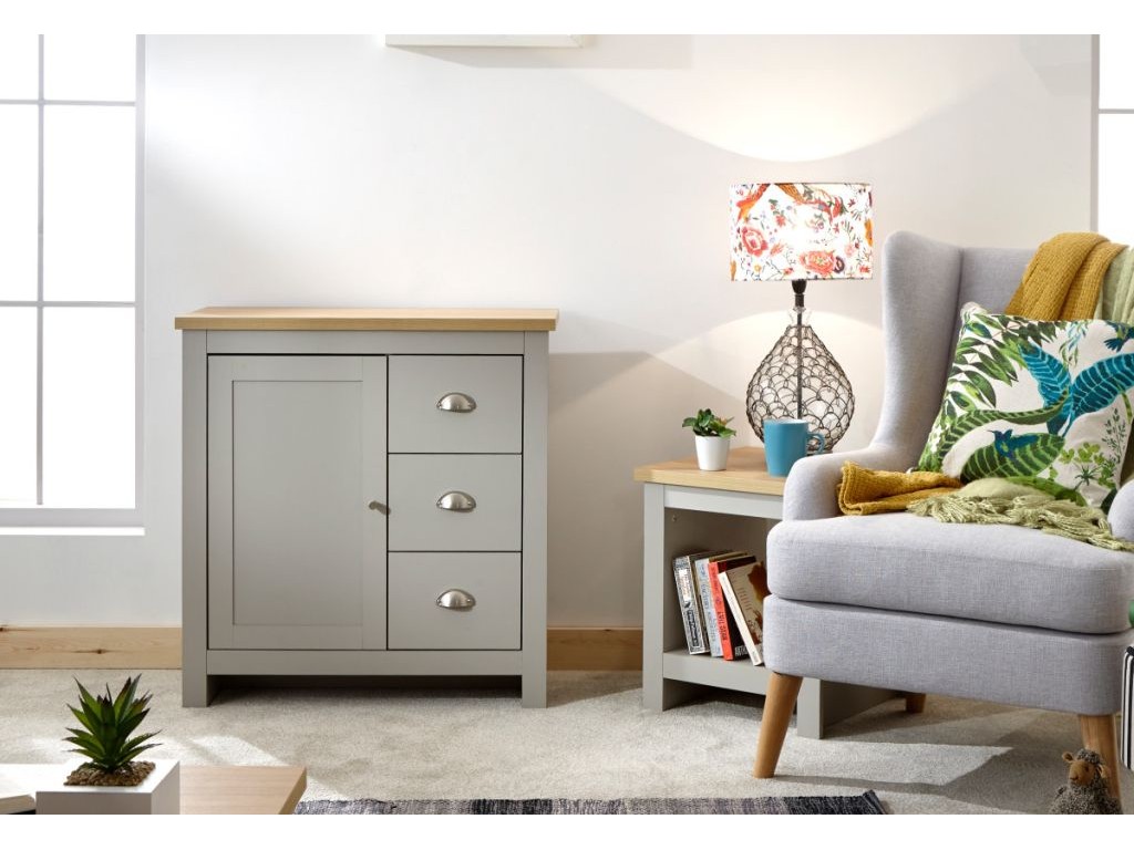 Contemporary Lancaster Grey 3 Drawer 1 Door Multi Storage Cabinet