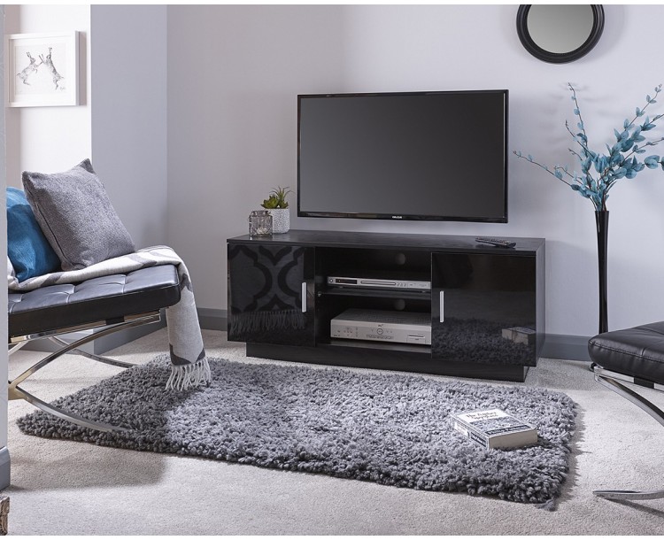 Lima TV Stand High Gloss Black with Matte Frame