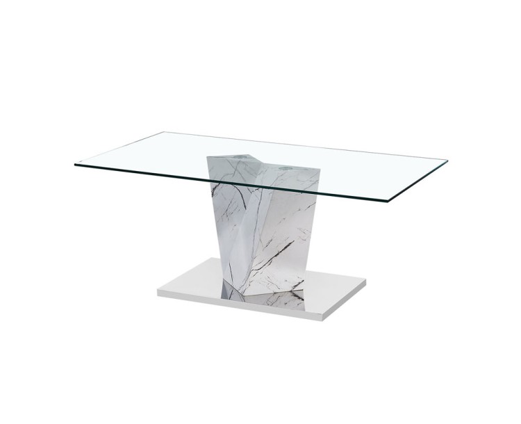 Alpha Coffee Table White Marble Effect Base