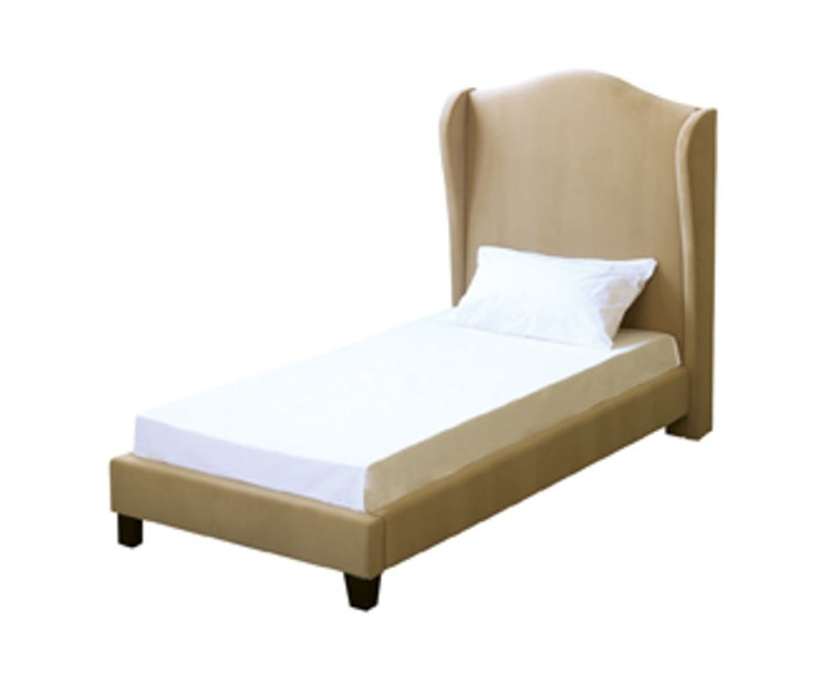 Chateaux Beige Velvet Wing Style 3FT Single Bed