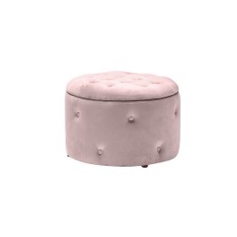 Cleo Pink Buttoned Design Storage Pouffe