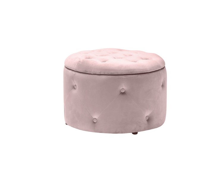 Cleo Pink Buttoned Design Storage Pouffe