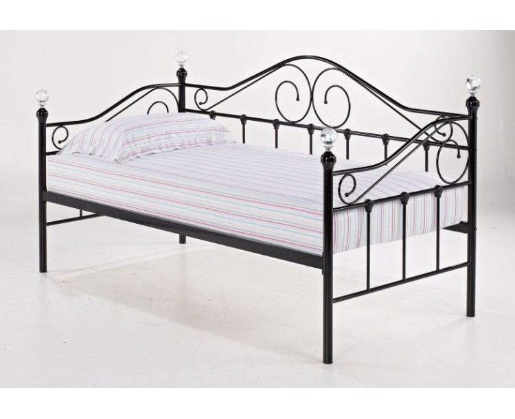 Florence 3ft Single Crystal Swirl Metal Day Bed Black