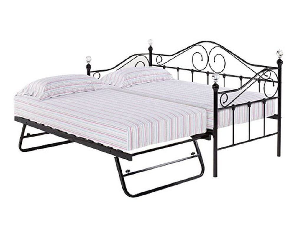 Florence 3ft Single Crystal Swirl Metal Day Bed Black