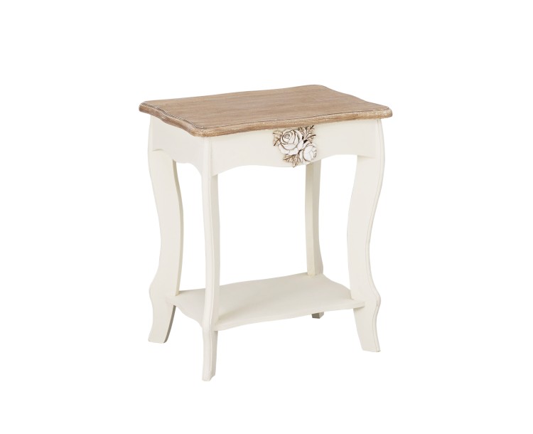 Shabby Chic Vintage Juliette End Lamp Table In Oak-White