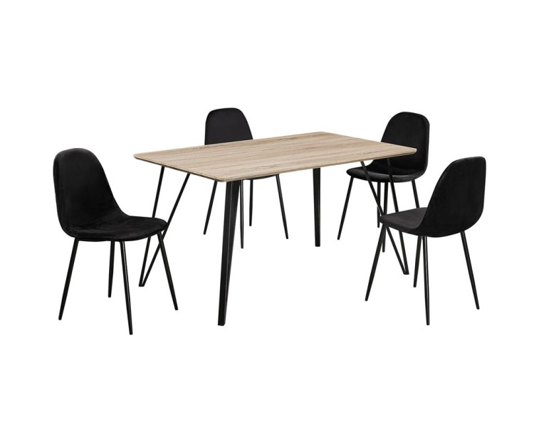 Genoa Dining Table Light Oak Effect Black Metal Legs