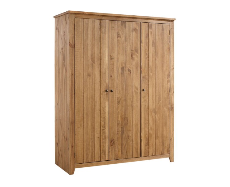 Havana Pine 3 Door Wardrobe 2 Shelves