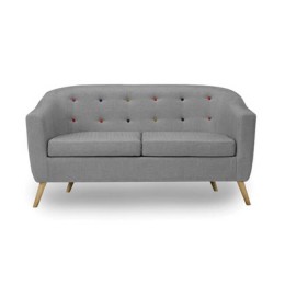 Hudson Grey Retro Style Sofa with Buttons