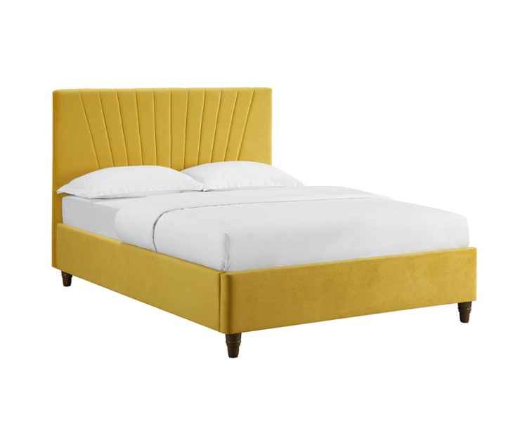 Lexie Mustard Luxe Velvet Double Bed