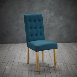Roma Teal Linen Fabric Chair Pack of 2