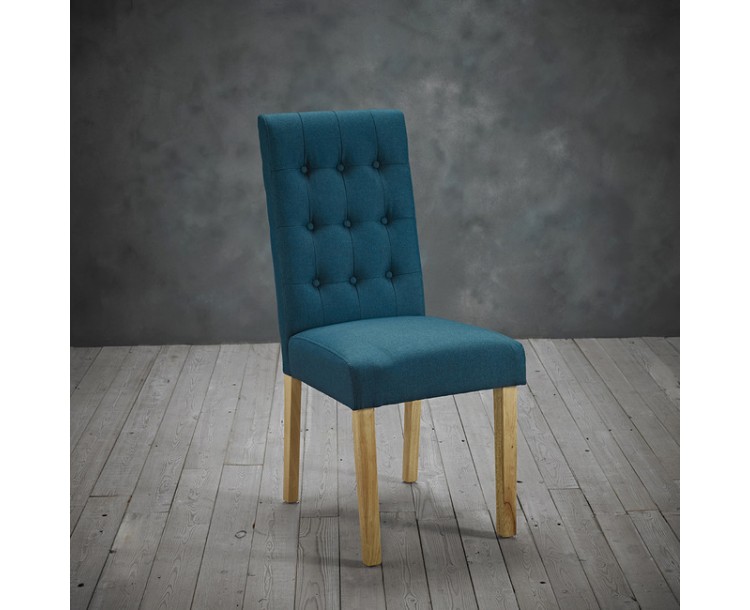 Roma Teal Linen Fabric Chair Pack of 2
