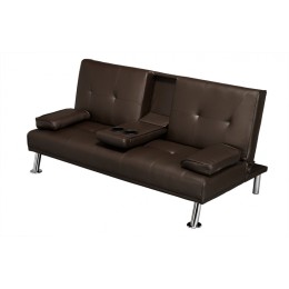 Luciana Cinema Fold Down Sofa Bed Brown Faux Leather