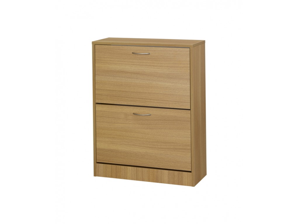 Nova Two Drawer Oak Finish Shoe Cabinet